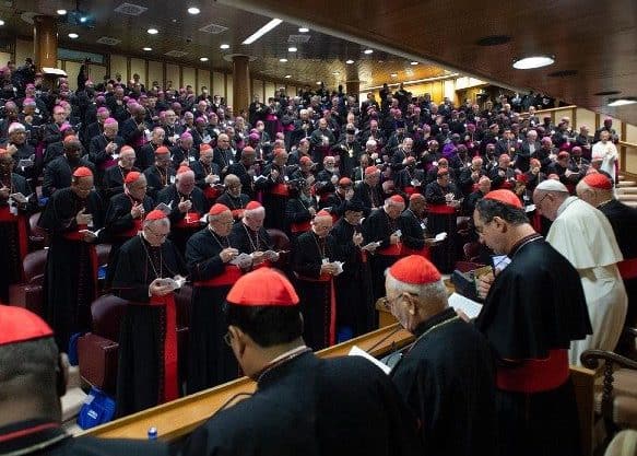 A Synod of Bishops in the Vatican led by Pope Francis Bishops gather in synod.